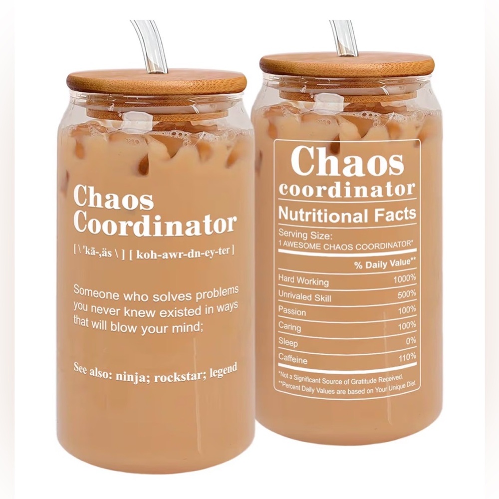 Glass Tumbler with Bamboo Lid - Brown